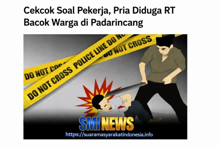 Cekcok Soal Pekerja, Pria Diduga RT Bacok Warga di Padarincang